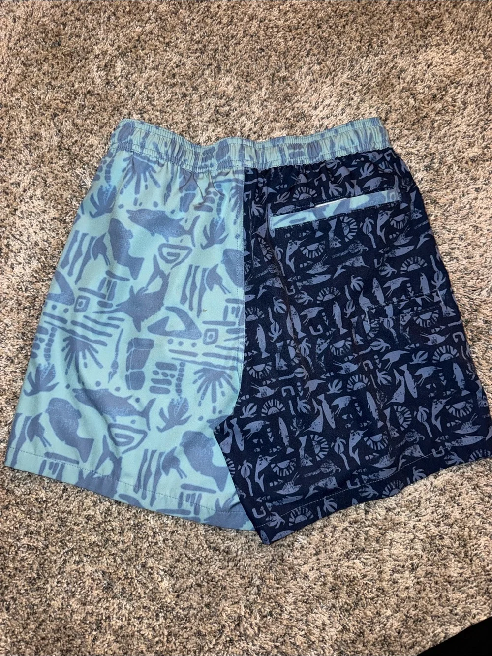 Huk Men's Two-Tone Blue Performance Swim Shorts Size Sm
